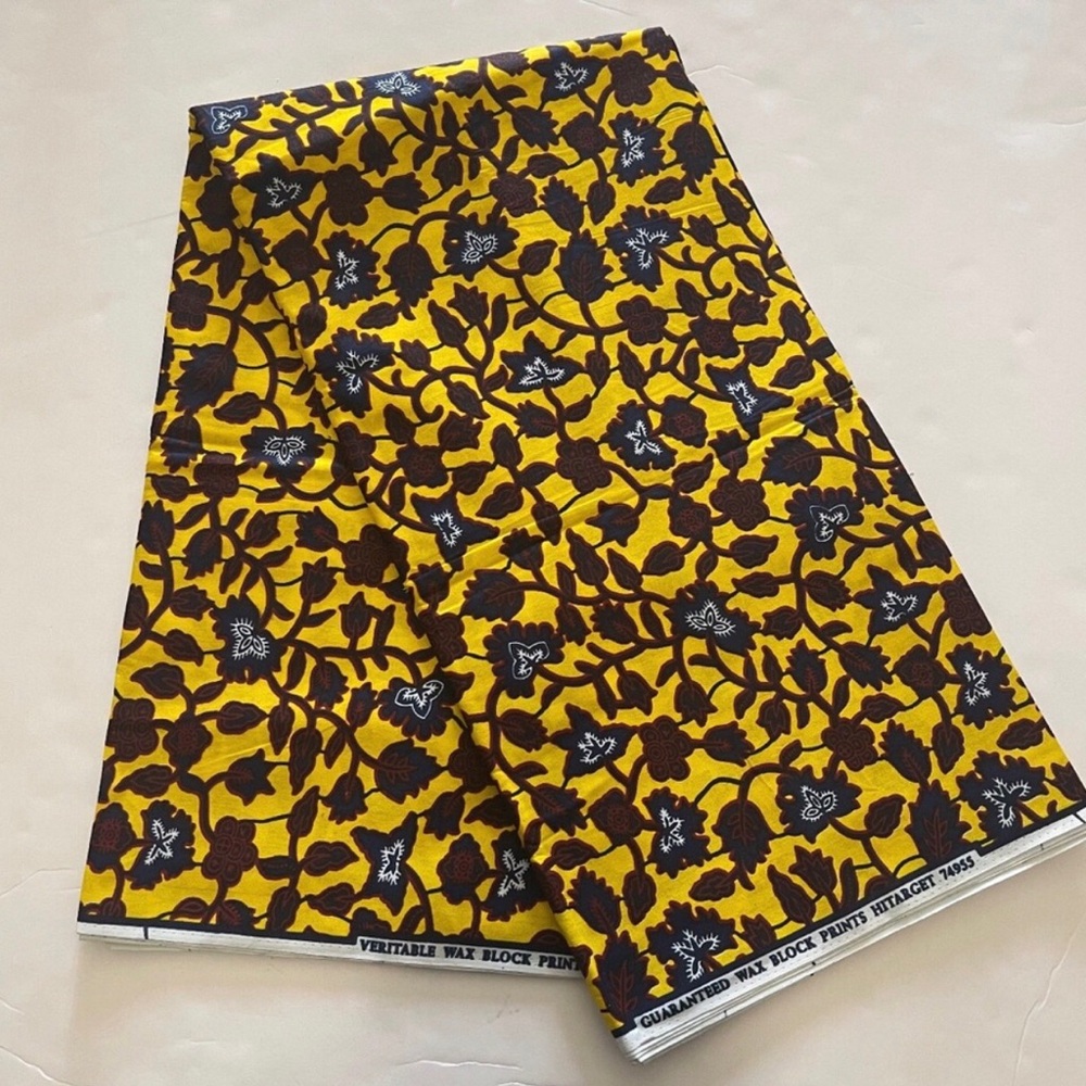 Yellow Multicolor Floral Print Cotton Fabric